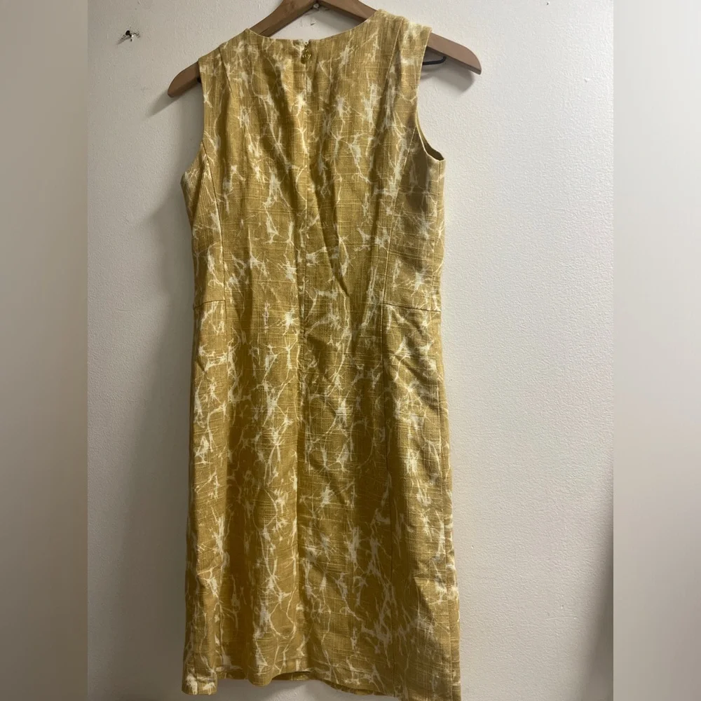 Michael Kors Mustard and White Patterned Sleeveless Shift Dress